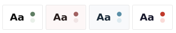 Four style variations: Default, Primary, Nordic, and Dusty Rose — each with distinct accent colors